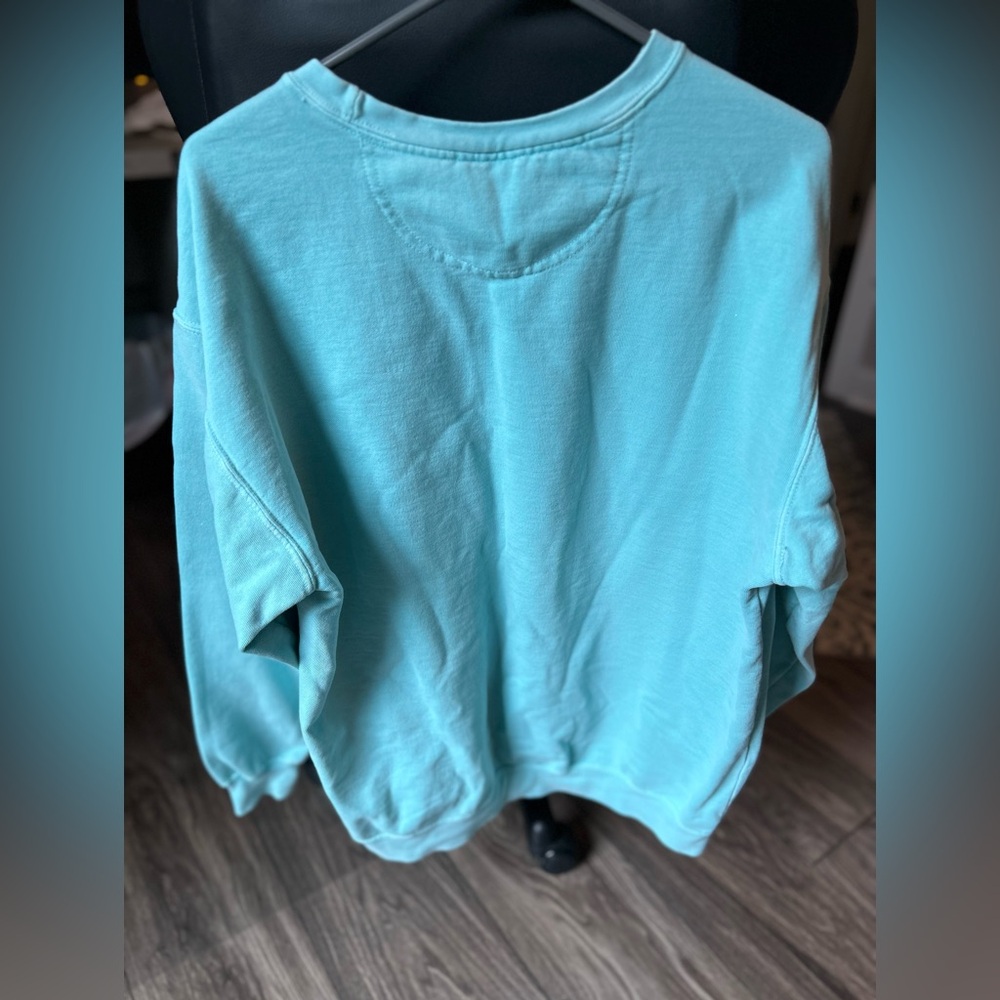 Comfort Colors Aqua Sweatshirt with Yellow Accent - Picture 2 of 3